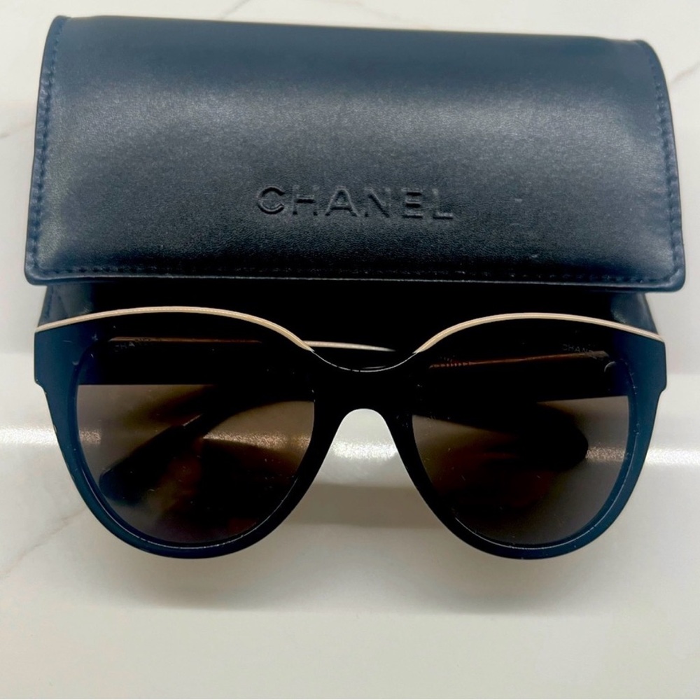 CHANEL Black and Gold Sunglasses